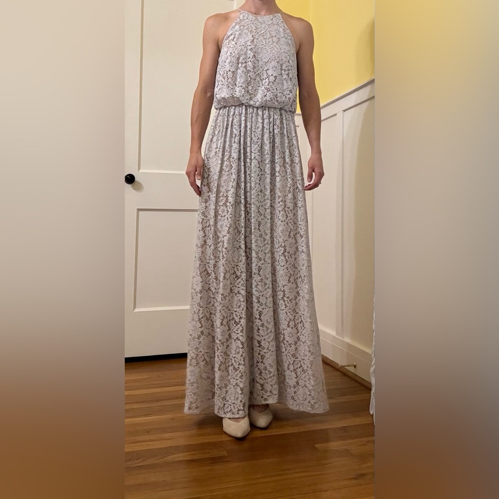 Anthropologie BHLDN Donna Morgan Blue Lace Maxi Dress. Size 0